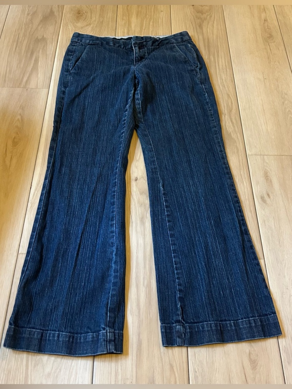 Vtg Tommy Hilfiger Y2K Wide Leg Denim Trousers Jeans Flap Pocket 4S / 4 Short